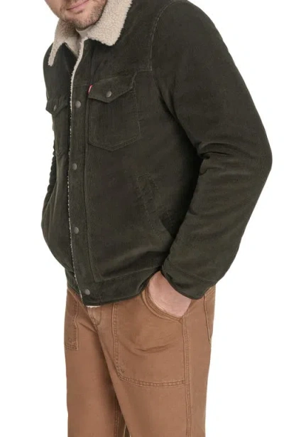 Levi's Corduroy & Faux Shearling Depot Jacket In Green