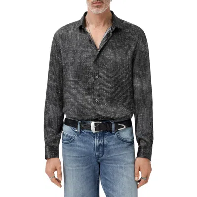 John Varvatos Orchard Button Front Silk Shirt In Gray