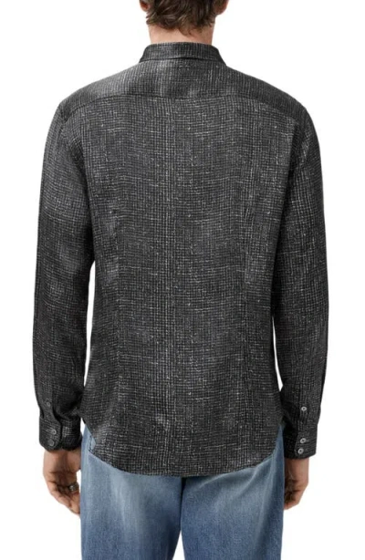 John Varvatos Orchard Button Front Silk Shirt In Gray