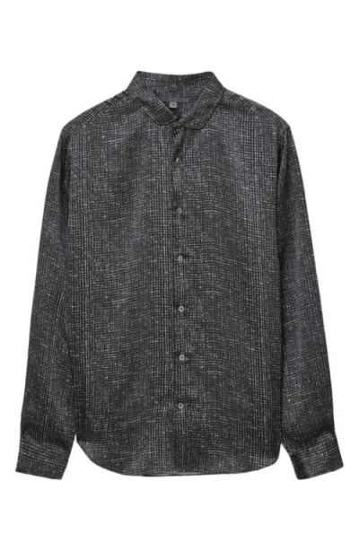 John Varvatos Orchard Button Front Silk Shirt In Gray