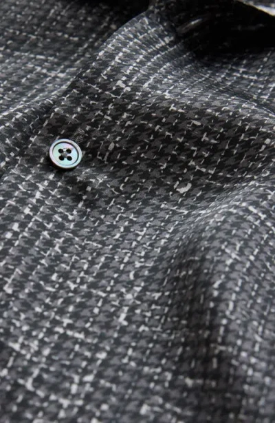 John Varvatos Orchard Button Front Silk Shirt In Gray