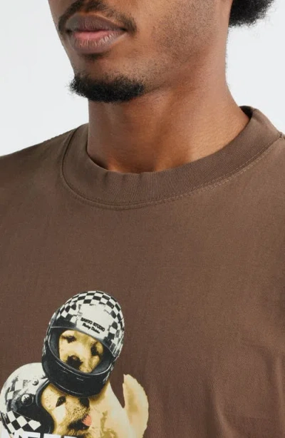 Santo Studio Thugs Need Helmets Graphic T-shirt In Brown
