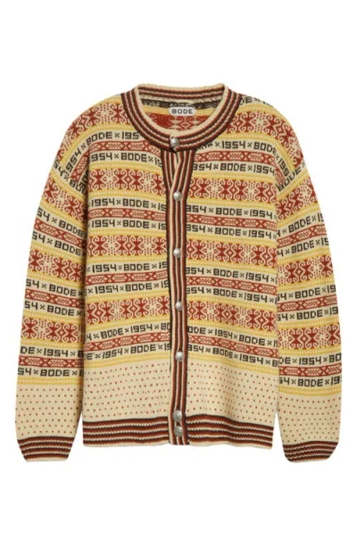 Bode Marzipan Jacquard-knit Wool Cardigan In Yellow