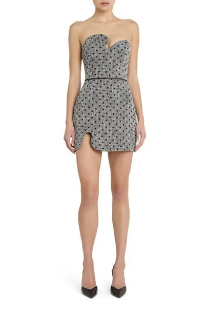 Amanda Uprichard Puzzle Strapless Mini Dress Black White In Brown