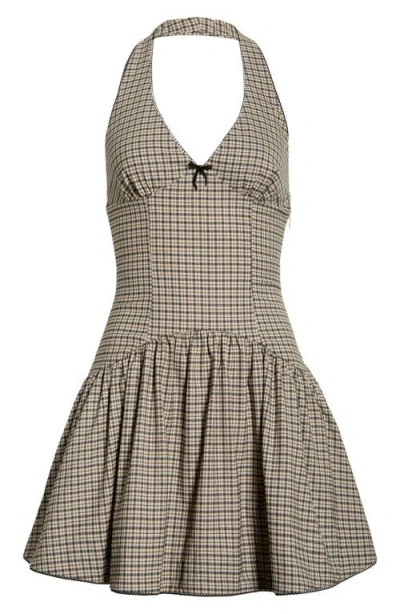 Nia Ollie Sleeveless Halter Minidress In Multi