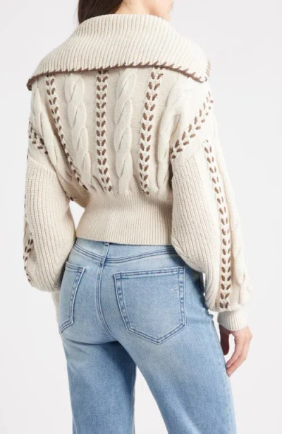 Rails Lune Whipstitch Detail Cotton Blend Bomber Sweater In Metallic