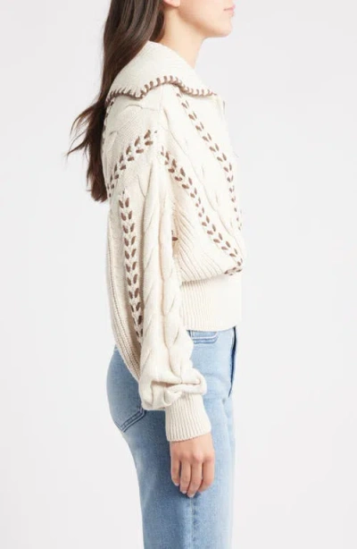 Rails Lune Whipstitch Detail Cotton Blend Bomber Sweater In Metallic