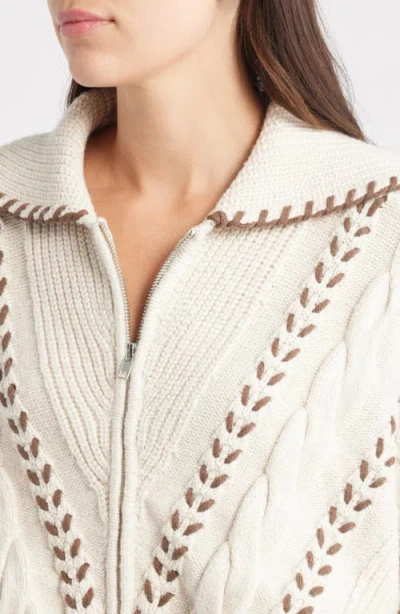Rails Lune Whipstitch Detail Cotton Blend Bomber Sweater In Metallic