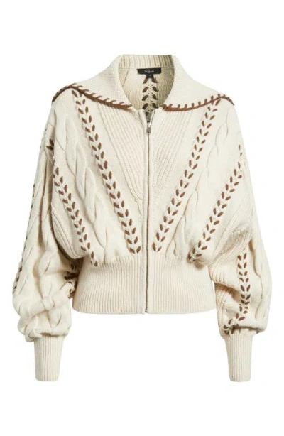 Rails Lune Whipstitch Detail Cotton Blend Bomber Sweater In Metallic