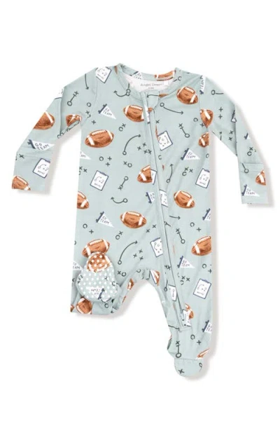 Angel Dear Touchdown Time Print Footie In Gray