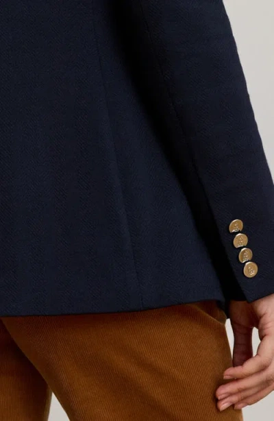 Ralph Lauren Lauren  Herringbone Jacquard Buckle Blazer In Blue