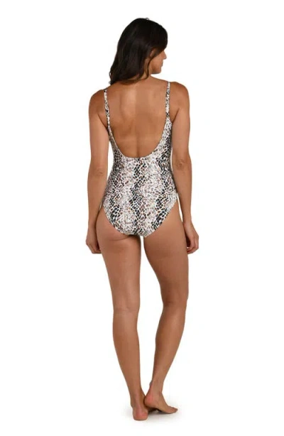 La Blanca Wild Whispers Plunge Neck One Piece Swimsuit In Multi