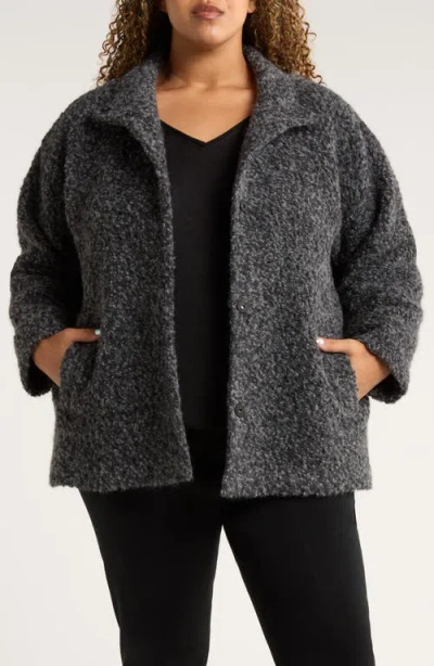 Eileen Fisher Alpaca & Wool Blend Faux Shearling Short Coat In Gray