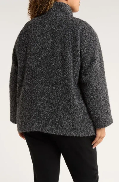 Eileen Fisher Alpaca & Wool Blend Faux Shearling Short Coat In Gray