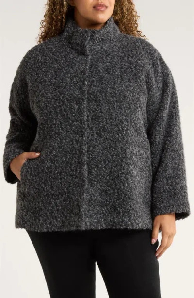 Eileen Fisher Alpaca & Wool Blend Faux Shearling Short Coat In Gray