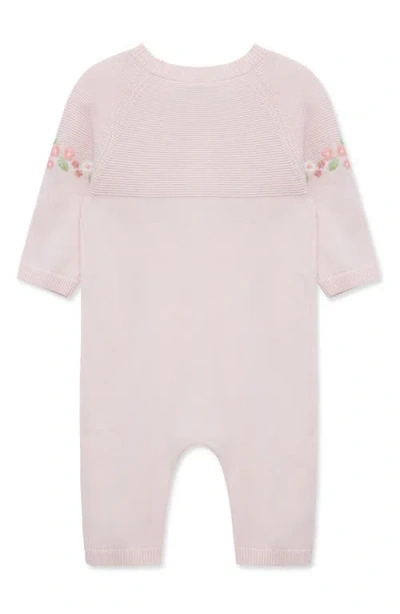 Little Me Baby Girls Cotton Garland Sweater Coverall In Pink