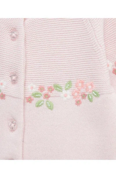 Little Me Baby Girls Cotton Garland Sweater Coverall In Pink