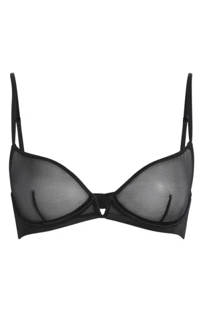 Commando Mesh Underwire Plunge Demi Bra In Black