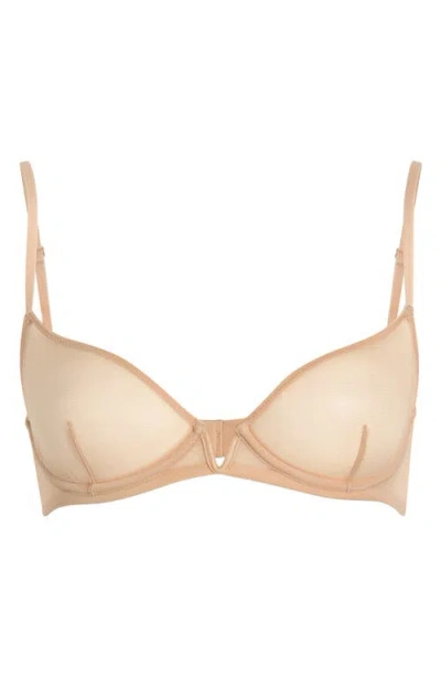 Commando Mesh Underwire Plunge Demi Bra In Neutral