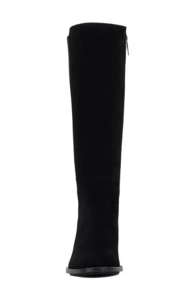 Aquatalia Flore Suede Leather Knee High Stretch Riding Boots In Black In Black