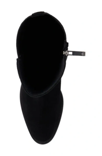 Aquatalia Flore Suede Leather Knee High Stretch Riding Boots In Black In Black