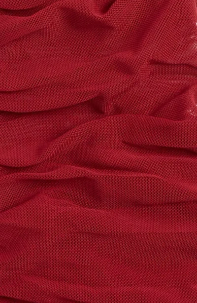 High Heel Jungle Ariana Ruched Mesh Opera Gloves In Red