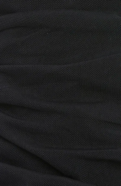 High Heel Jungle Ariana Ruched Mesh Opera Gloves In Black