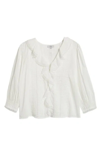 Rails Mare Ruffle Cotton Button-up Top In White