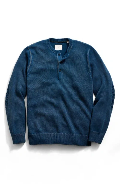 Billy Reid Garment-dyed Henley Sweater In Blue