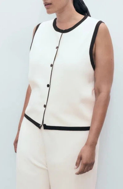 Mango Knitted Waistcoat With Contrast Detail Ecru In Multi