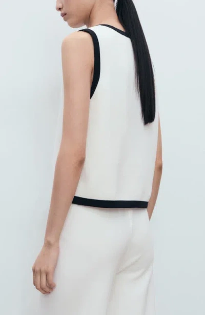 Mango Knitted Waistcoat With Contrast Detail Ecru In Multi