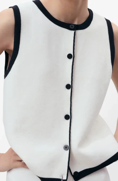 Mango Knitted Waistcoat With Contrast Detail Ecru In Multi