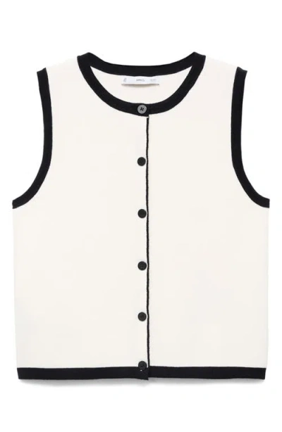 Mango Knitted Waistcoat With Contrast Detail Ecru In Multi