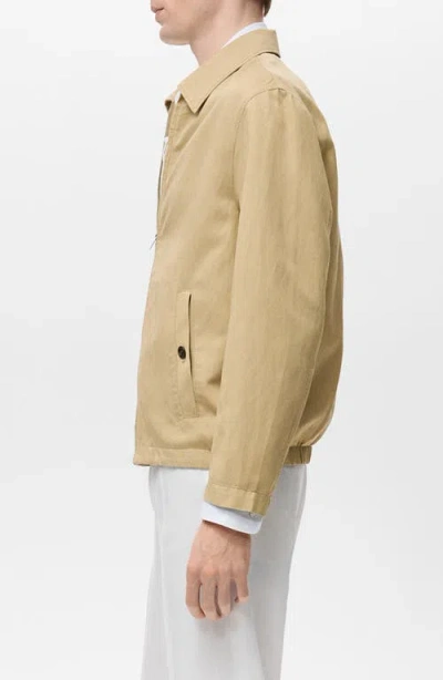 Mango Men's Zipper Linen Jacket In Brown