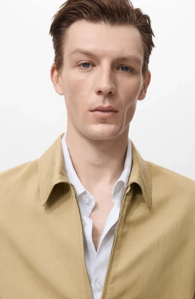 Mango Men's Zipper Linen Jacket In Brown