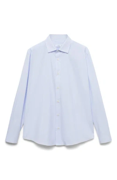 Mango Regular Fit Stripe Cotton Button-up Shirt In Blue