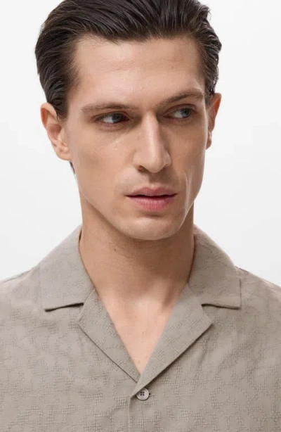 Mango Men's Embroidered Cotton Shirt In Gray