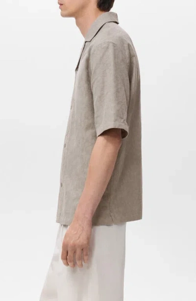 Mango Men's Embroidered Cotton Shirt In Gray