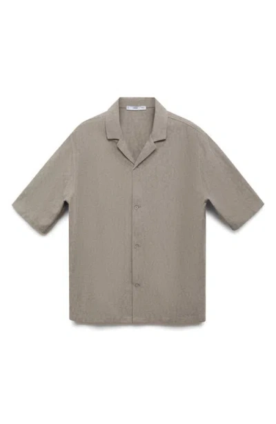 Mango Men's Embroidered Cotton Shirt In Gray