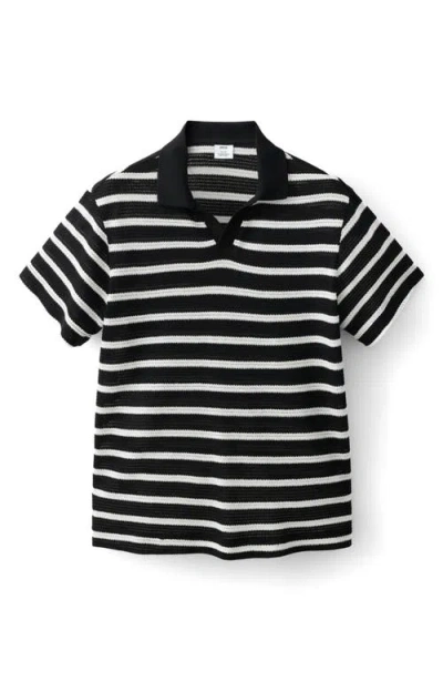 Mango Men's Striped Braided-knit Polo Shirt In Black