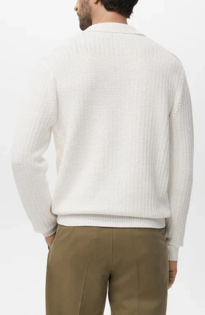 Mango Structured Cotton Polo Sweater In Neutral