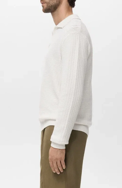 Mango Structured Cotton Polo Sweater In Neutral