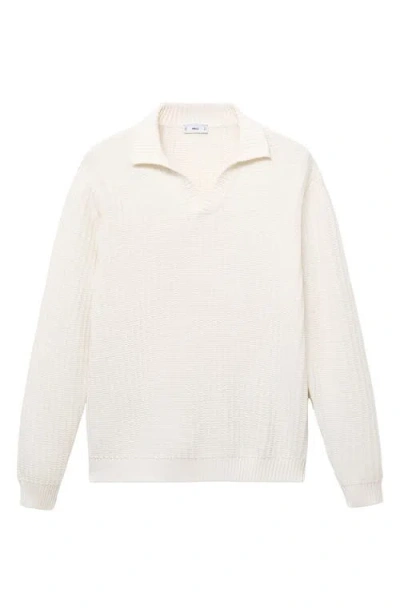Mango Structured Cotton Polo Sweater In Neutral