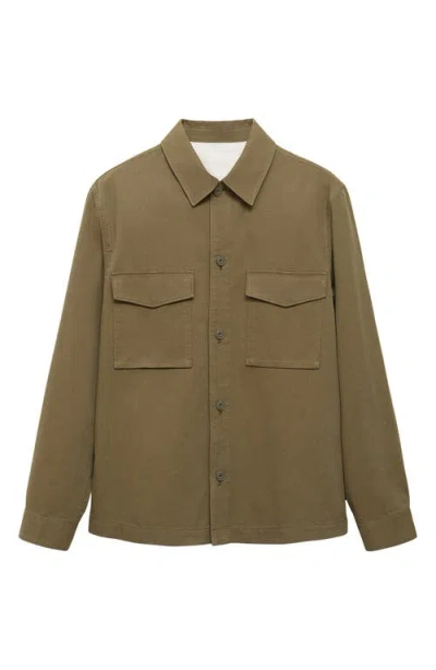 Mango Men's Pockets Lyocell Cotton Jacket In Green