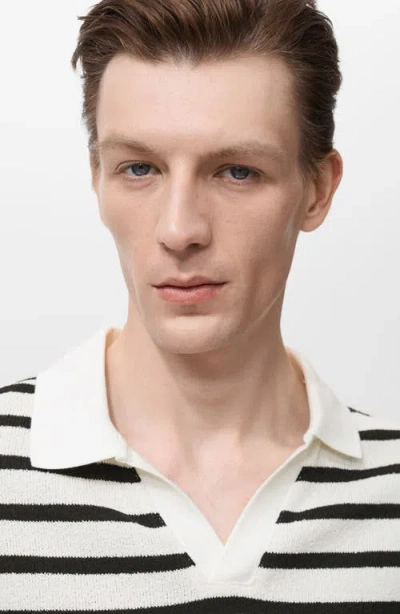 Mango Stripe Slub Polo In Multi