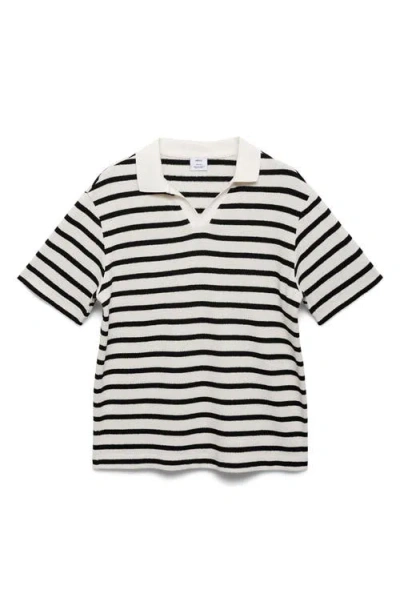 Mango Stripe Slub Polo In Multi