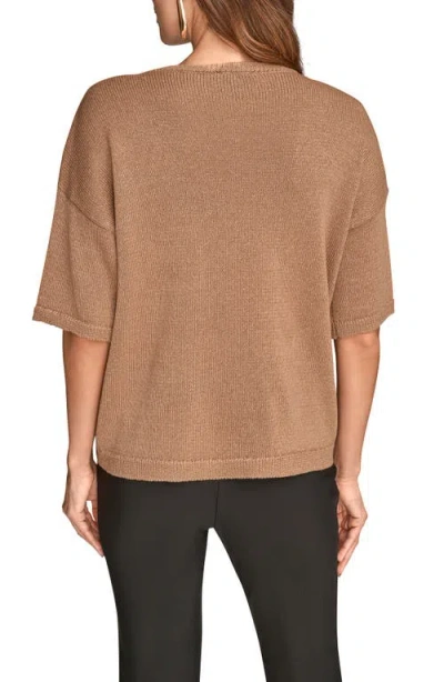 Donna Karan Women's Short Sleeve Sequin Sweater In Animal Print