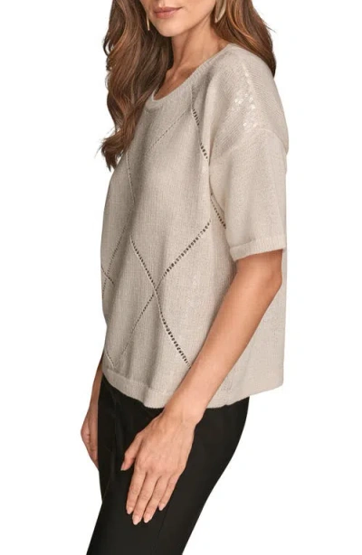 Donna Karan Women's Short Sleeve Sequin Sweater In Animal Print