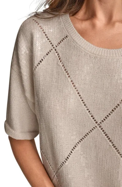 Donna Karan Women's Short Sleeve Sequin Sweater In Animal Print