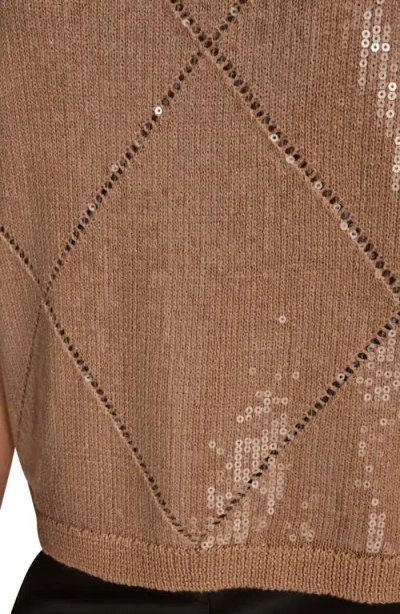 Donna Karan Women's Short Sleeve Sequin Sweater In Animal Print